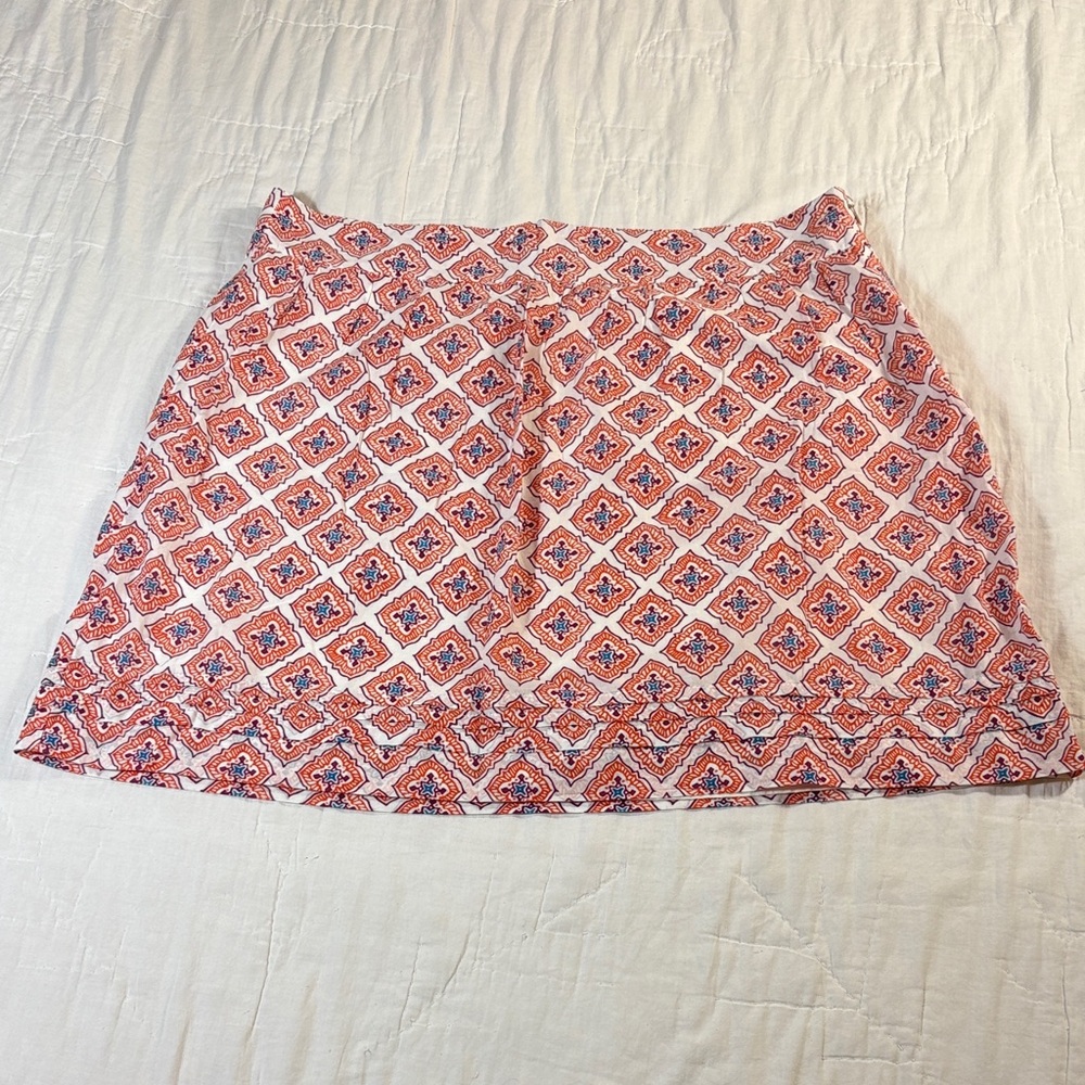 NWT LOFT Ann Taylor Skirt‎ Womens 14 Orange Purple Medallion Geometric Cotton